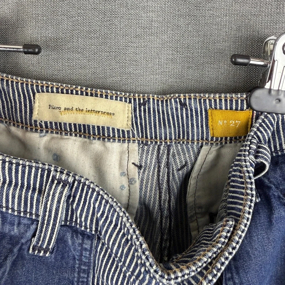 ANTHROPOLOGIE Pilcro and the Letterpress Railroad Striped Denim Shorts Womens 27 - Picture 4 of 6